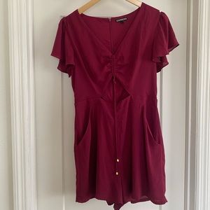 Maroon open middle romper